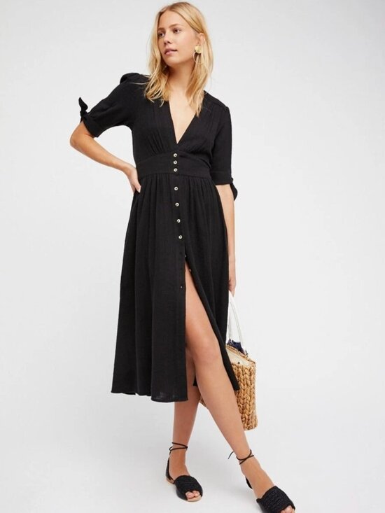 Free People Dresses & Skirts - Free People - Love of My Life Midi Dress - NWT - Size XL - Black